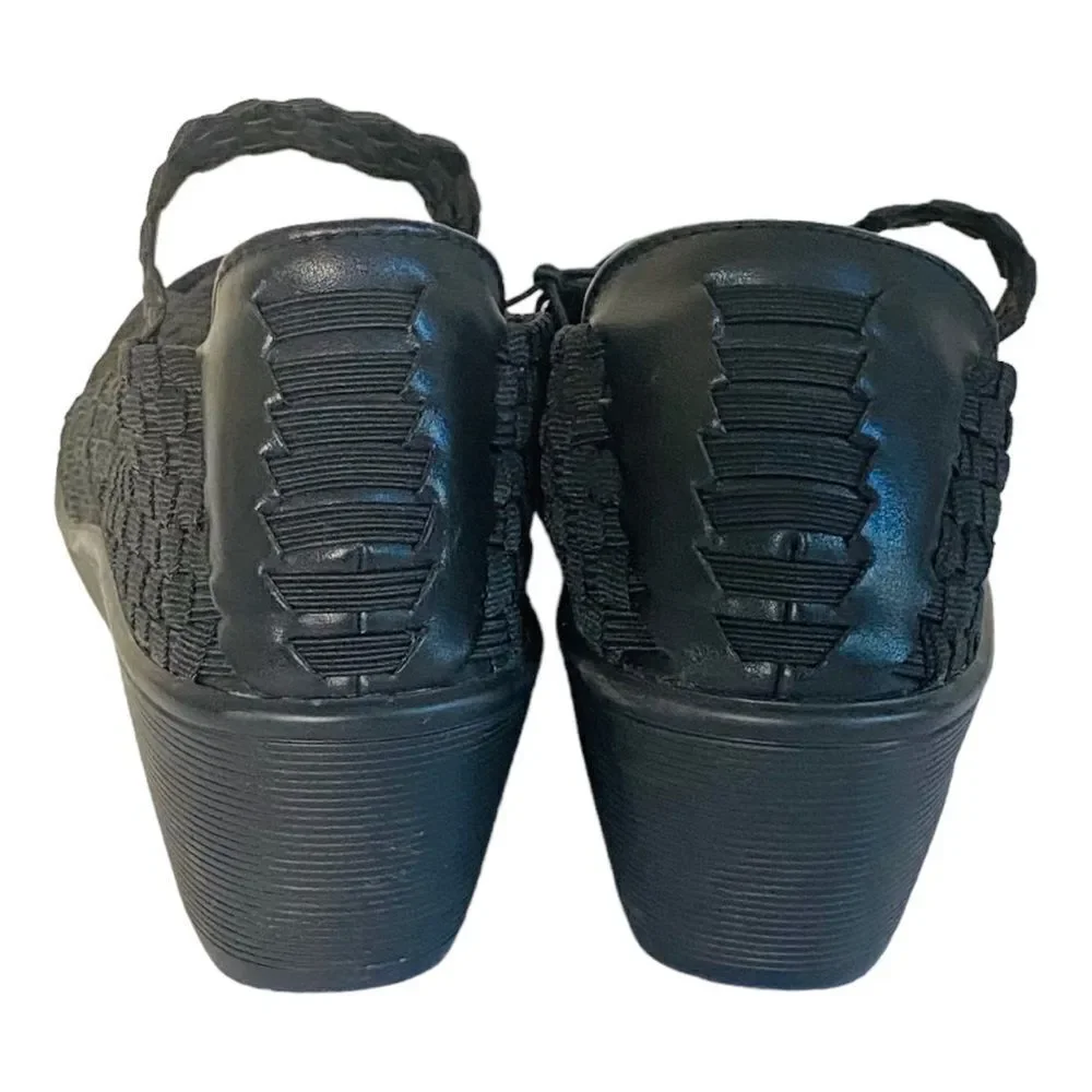 BareTraps Black Umma Mary Jane Style Open Toe Wedges Sz 9.5